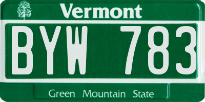 VT license plate BYW783