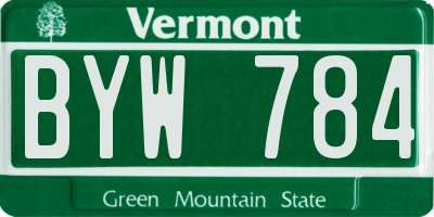 VT license plate BYW784
