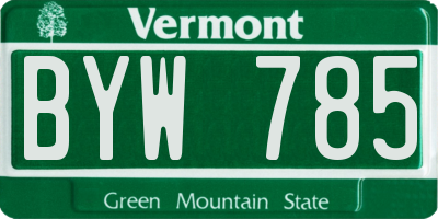 VT license plate BYW785