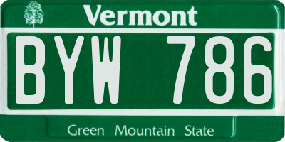 VT license plate BYW786