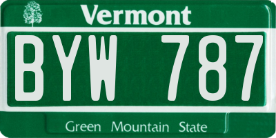 VT license plate BYW787