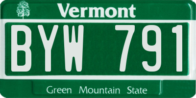 VT license plate BYW791