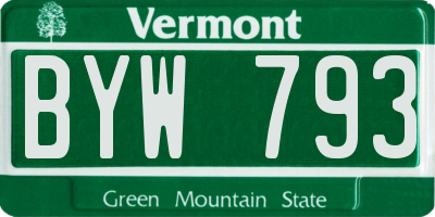 VT license plate BYW793