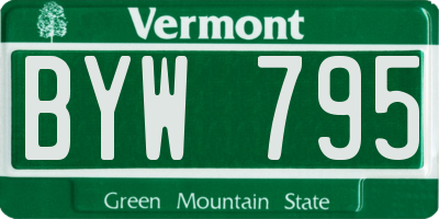 VT license plate BYW795