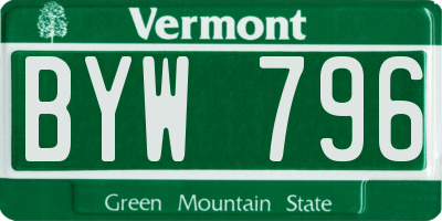 VT license plate BYW796