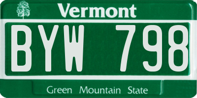 VT license plate BYW798