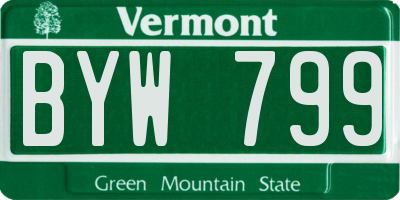 VT license plate BYW799