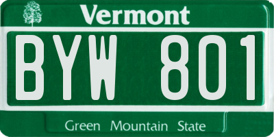VT license plate BYW801