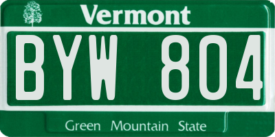 VT license plate BYW804