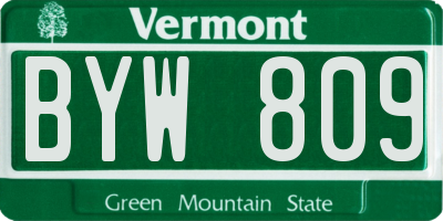 VT license plate BYW809