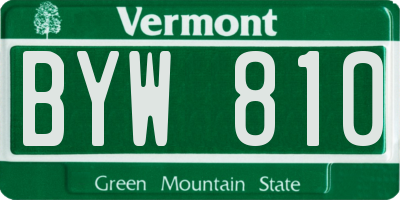 VT license plate BYW810