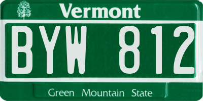 VT license plate BYW812