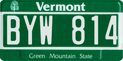 VT license plate BYW814