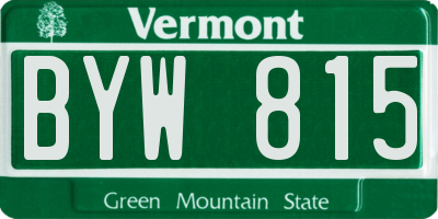 VT license plate BYW815