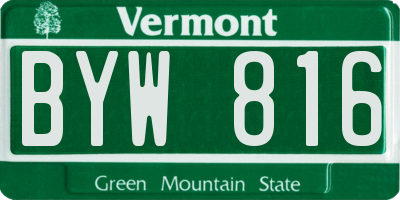 VT license plate BYW816