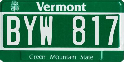 VT license plate BYW817