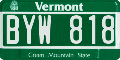VT license plate BYW818