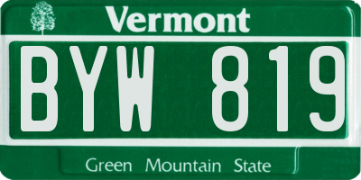 VT license plate BYW819
