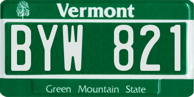 VT license plate BYW821
