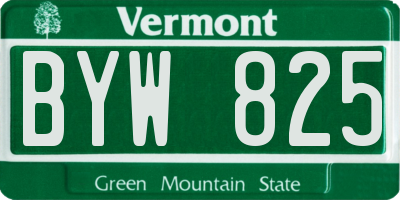 VT license plate BYW825