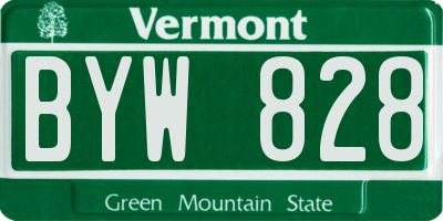VT license plate BYW828