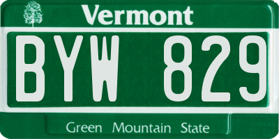 VT license plate BYW829