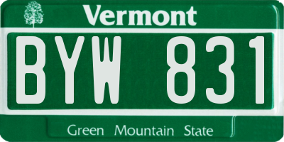 VT license plate BYW831
