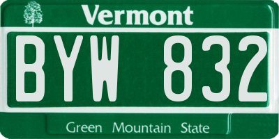 VT license plate BYW832