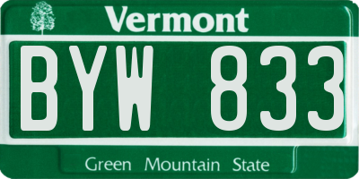 VT license plate BYW833