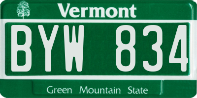VT license plate BYW834