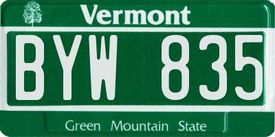 VT license plate BYW835