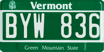 VT license plate BYW836
