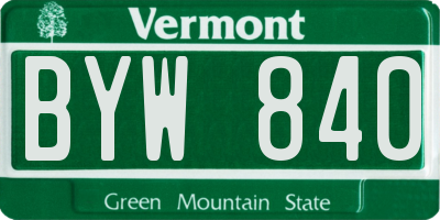 VT license plate BYW840
