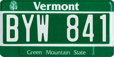 VT license plate BYW841