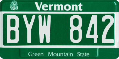 VT license plate BYW842