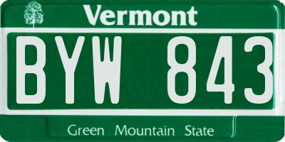 VT license plate BYW843
