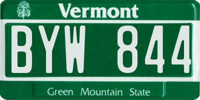 VT license plate BYW844