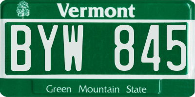 VT license plate BYW845