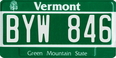 VT license plate BYW846