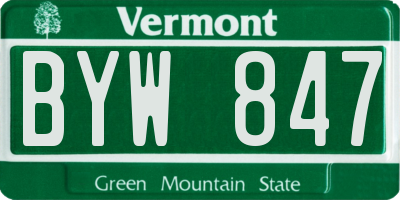VT license plate BYW847