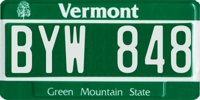 VT license plate BYW848