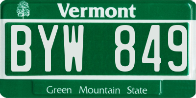 VT license plate BYW849