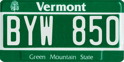 VT license plate BYW850