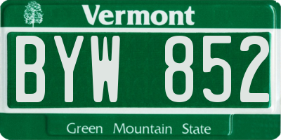 VT license plate BYW852
