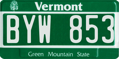 VT license plate BYW853
