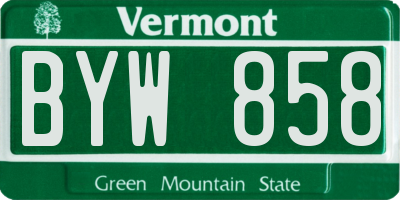 VT license plate BYW858