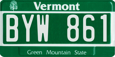 VT license plate BYW861