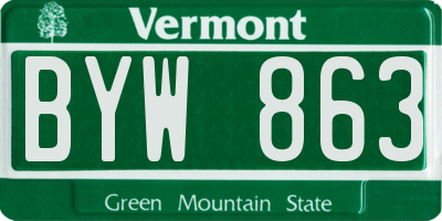 VT license plate BYW863