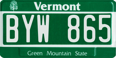 VT license plate BYW865