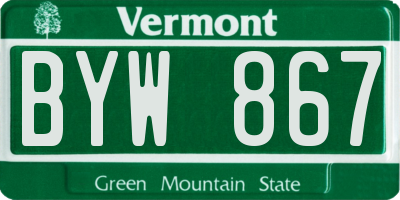VT license plate BYW867